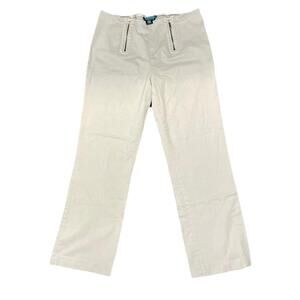 Ralph Lauren Trousers Women’s Size 12 Tan Cotton Spandex Capri Pants Casual
